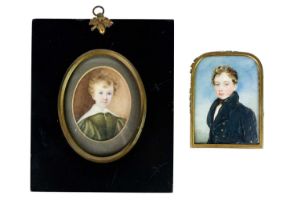 Two Victorian portrait miniatures of boys.