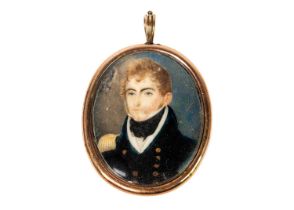 A miniature portrait of a naval officer.