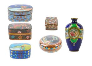 Four Japanese cloisonne boxes and covers, Meiji period.