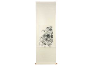 A Chinese scroll depicting roses, 20th century.