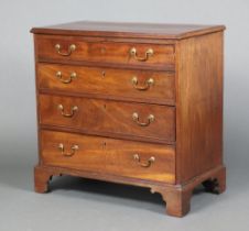 A 19th Century rectangular mahogany chest of 4 long graduated drawers with brass swan neck drop