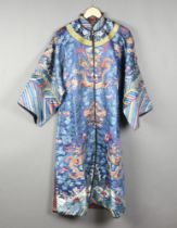 A Chinese late Qing dynasty blue silk formal court robe ( Chi-fu or Dragon robe ),