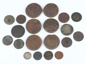 A collection of world coins from the 18th Century