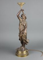 A 19th Century gilt spelter figure Salome raised on a circular base 68cm h (1 finger missing)