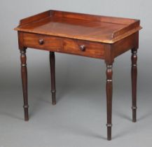 A Victorian mahogany wash stand with raised 3/4 gallery, fitted 2 drawers with turned handles,