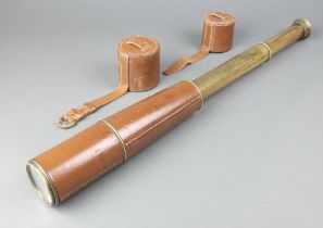 A 3 draw brass and leather telescope marked TTEL.Sig.Mk VI BC Limited & Co 412 40.S.717.GA with