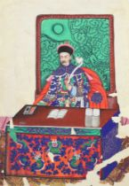 19th Century Chinese watercolours on rice paper, Manchu Tartar General and his wife, Prime