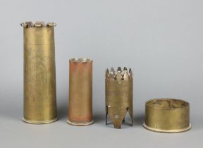 A First World War Trench Art shell marked Audruicq formed from an 18lb shell and 3 other items of