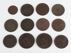 A collection of 19th Century large copper World coins