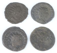 Roman Empire, a collection of 4 coins showing radiate crowns