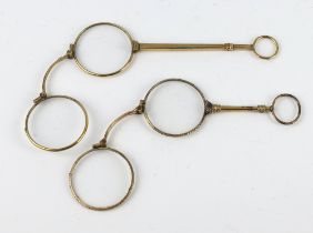 Two Edwardian gilt pince nez