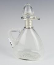 An Edwardian silver mounted glass spirit ewer, Chester 1904, 17cm