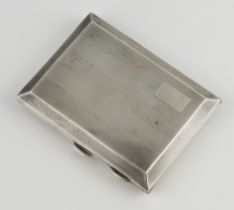 An Art Deco engine turned silver cigarette case Birmingham 1929, 90 grams gross