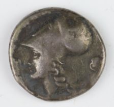 A silver Ancient Greek Didrachm coin, dated between 400 and 300BC, 8.5 grams