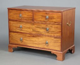 A 19th Century and later crossbanded mahogany chest of 2 short and 2 long drawers with brass ring