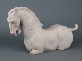 A plaster figure of a horse 30cm x 50cm x 13cm