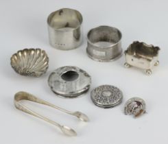 A silver napkin ring Birmingham 1942, 1 other and minor silver items, 94 grams