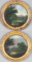 A pair of 19th Century Continental oils on metal unsigned, rural scenes with figures and distant
