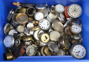 A large quantity of pocket watch cases and movements together with 2 cases of watch movements,