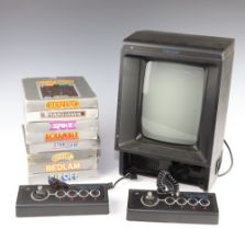 Vectrex, a home video games console circa 1983, with inbuilt Mine Storm game and overlay, the