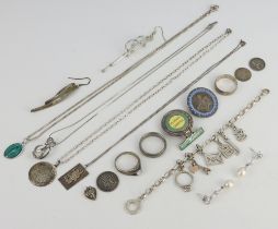 A silver charm bracelet and minor silver jewellery, gross 88 grams