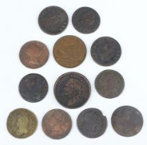 A collection of Irish coins from the 17th to the 20th Century