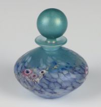 A Jonathan Harris Studio Glass turquoise scent bottle and stopper, Ironbridge 2009, 9cm