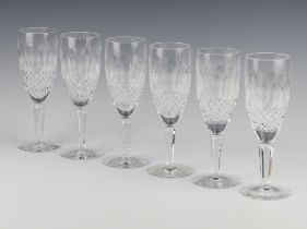 A set of 6 Waterford Crystal Colleen pattern champagne flutes