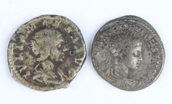 Roman Empire, 2 silver Denarius cons - Alexander Severus (222-35AD) and Julia Maesa (223AD)