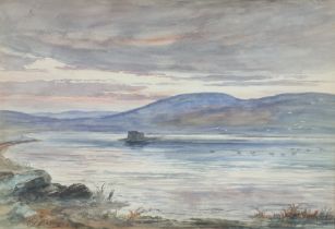 Alexander Ballingall 1912, watercolour, loch scene at sunset 34cm x 48cm