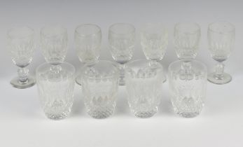 Seven Waterford Crystal Colleen pattern sherry glasses (2 chipped) and 4 ditto tumblers