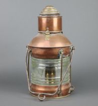 A Swiss copper and steel masthead lantern marked Bottaro Giovina 47cm h x 24cm