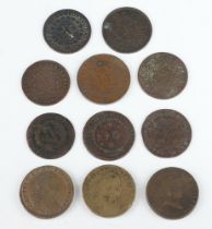 A collection of 18th/19th Century large brass, bronze and copper coins from Portugal