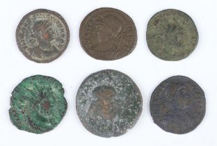 Roman Empire, a collection of 6 bronze coins dated after 200AD including Constantine The Great