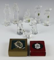 A set of Waterford Crystal Nativity figures comprising Mary, Joseph and Jesus and 5 attendants,
