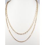 A 9ct yellow gold necklace 38cm, ditto 44cm, 11.5 grams