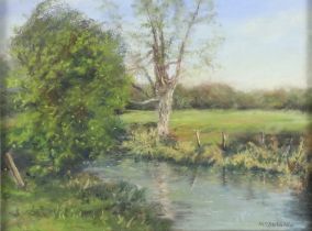 Margaret J Dulgarn, pastel "Peace and Quiet Ufford" signed, label on verso, 14.5cm x 19cm