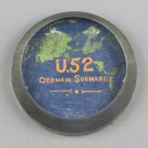 Of U-Boat interest, a circular glass paperweight marked U.52 German submarine, the edge marked