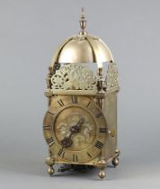 A 20th Century reproduction 17th Century lantern clock, the 15cm gilt metal dial marked William Grey