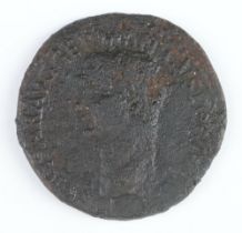 A Roman copper As crown for Caligula 37-41AD, the Emperor is shown bareheaded, the reverse shows