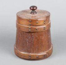 An oak waisted flour bin with lid 21cm x 17cm