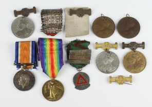 A World War One pair of medals to 172652 GNR.W.J.Maynard.R.A, together with school attendance medals