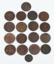A collection of 19th Century copper half penny tokens