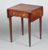 A 19th Century rectangular mahogany drop flap Pembroke table fitted a drawer, raised on square