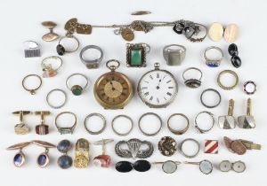A lady's gilt metal fob watch, 1 other and minor jewellery