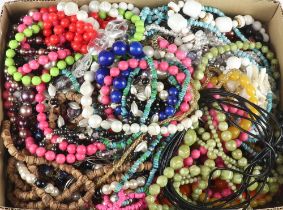 A large quantity of vintage necklaces