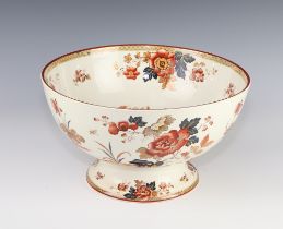 A Wedgwood "Eastern Flower" pattern pedestal bowl, raised on a spreading foot 31cm diam.