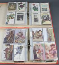 An albums of approx. 260 greeting cards and an album of approx. 252 black and white and coloured