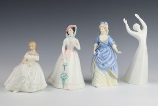 Four Royal Doulton figures - Heather HN2956 13cm, Christine HN3767 19cm, Julia HN2706 18cm and