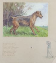 Geoffrey Sparrow (1887-1969), watercolour, study of a Terrier on a golf course "Joe" with script and